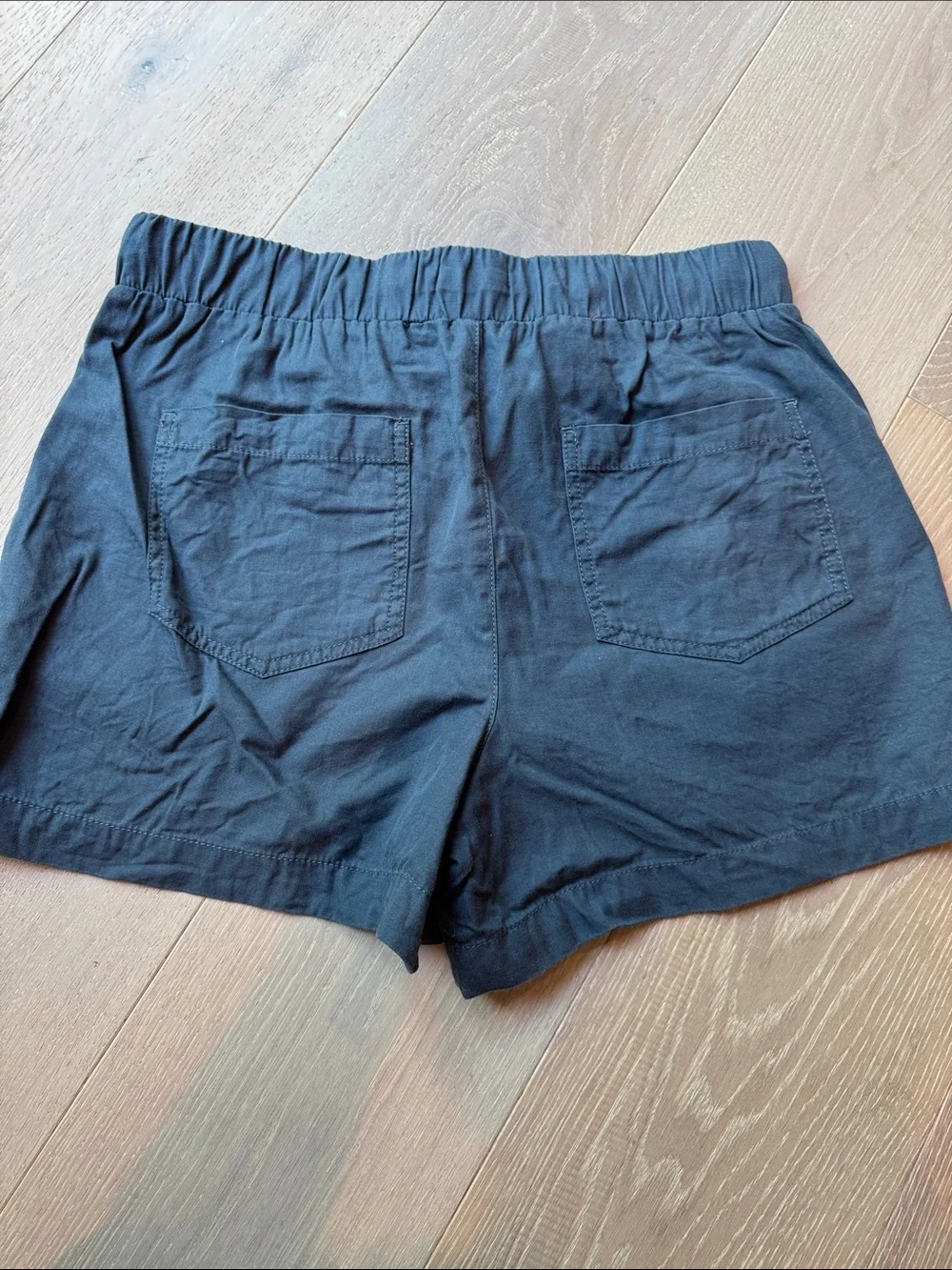 Women's Pull-On Drawstring Shorts - Black & Blue/Gray - Picture 5 of 6